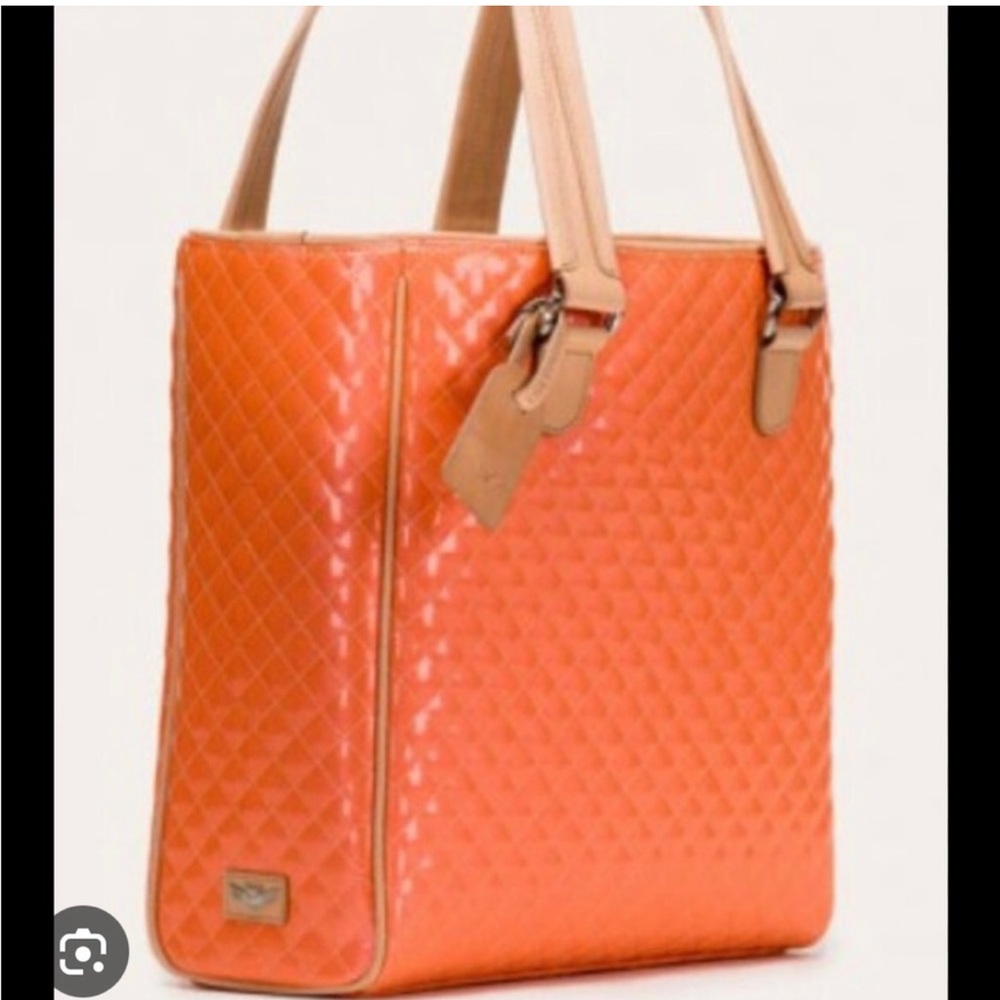 Consuela candy crush tangerine orange quilted tote